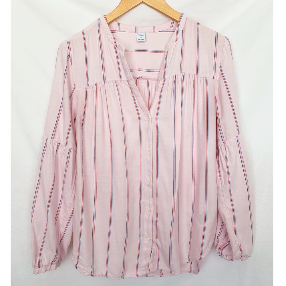 Old Navy Striped Split Neck Button Shirt